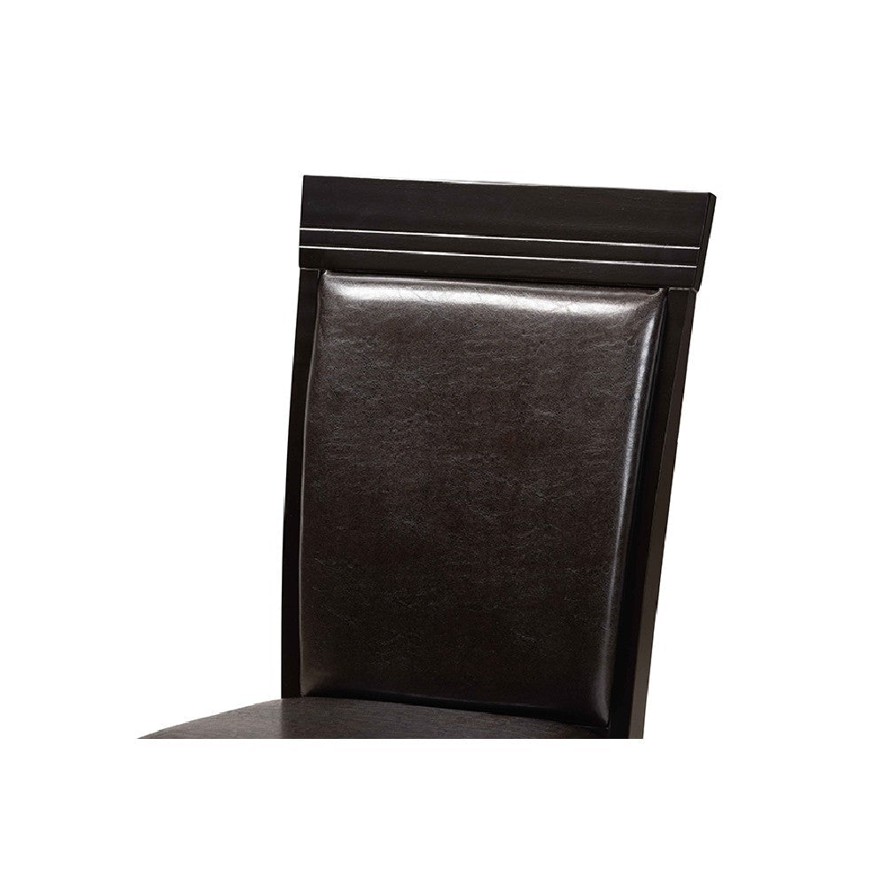 Baxton Studio Jeane Modern and Contemporary Dark Brown Faux Leather Upholstered and Dark Brown Finished Wood 7-Piece Dining Set