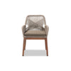 bali & pari Jennifer Mid-Century Transitional Grey Woven Rope Mahogany Dining Arm Chair WHI-Jennifer-Grey-DC-Arm
