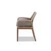 bali & pari Jennifer Mid-Century Transitional Grey Woven Rope Mahogany Dining Arm Chair WHI-Jennifer-Grey-DC-Arm