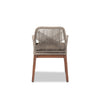 bali & pari Jennifer Mid-Century Transitional Grey Woven Rope Mahogany Dining Arm Chair WHI-Jennifer-Grey-DC-Arm