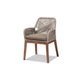 bali & pari Jennifer Mid-Century Transitional Grey Woven Rope Mahogany Dining Arm Chair WHI-Jennifer-Grey-DC-Arm