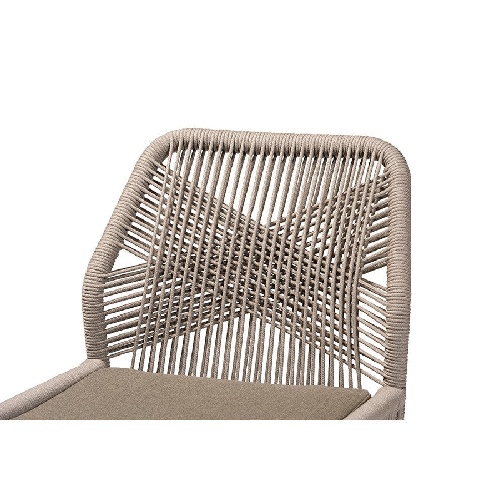 bali & pari Jennifer Mid-Century Transitional Grey Woven Rope Mahogany Dining Side Chair WHI-Jennifer-Grey-DC-No-Arm