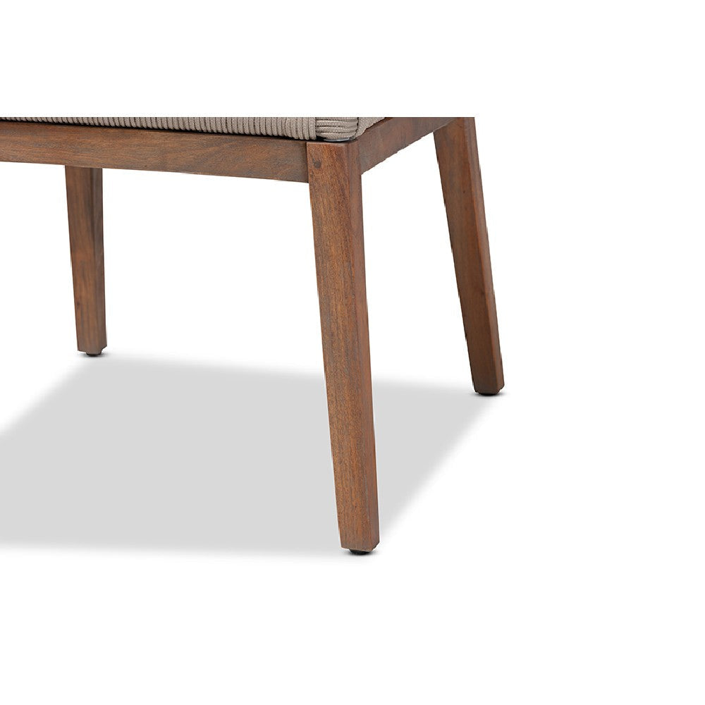 bali & pari Jennifer Mid-Century Transitional Grey Woven Rope Mahogany Dining Side Chair WHI-Jennifer-Grey-DC-No-Arm
