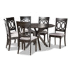 Baxton Studio Jessie Modern and Contemporary Grey Fabric Upholstered and Dark Brown Finished Wood 7-Piece Dining Set