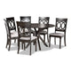 Baxton Studio Jessie Modern and Contemporary Grey Fabric Upholstered and Dark Brown Finished Wood 7-Piece Dining Set