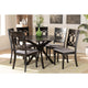 Baxton Studio Jessie Modern and Contemporary Grey Fabric Upholstered and Dark Brown Finished Wood 7-Piece Dining Set