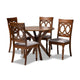 Baxton Studio Jessie Modern and Contemporary Grey Fabric Upholstered and Walnut Brown Finished Wood 5-Piece Dining Set
