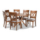 Baxton Studio Jessie Modern and Contemporary Grey Fabric Upholstered and Walnut Brown Finished Wood 7-Piece Dining Set