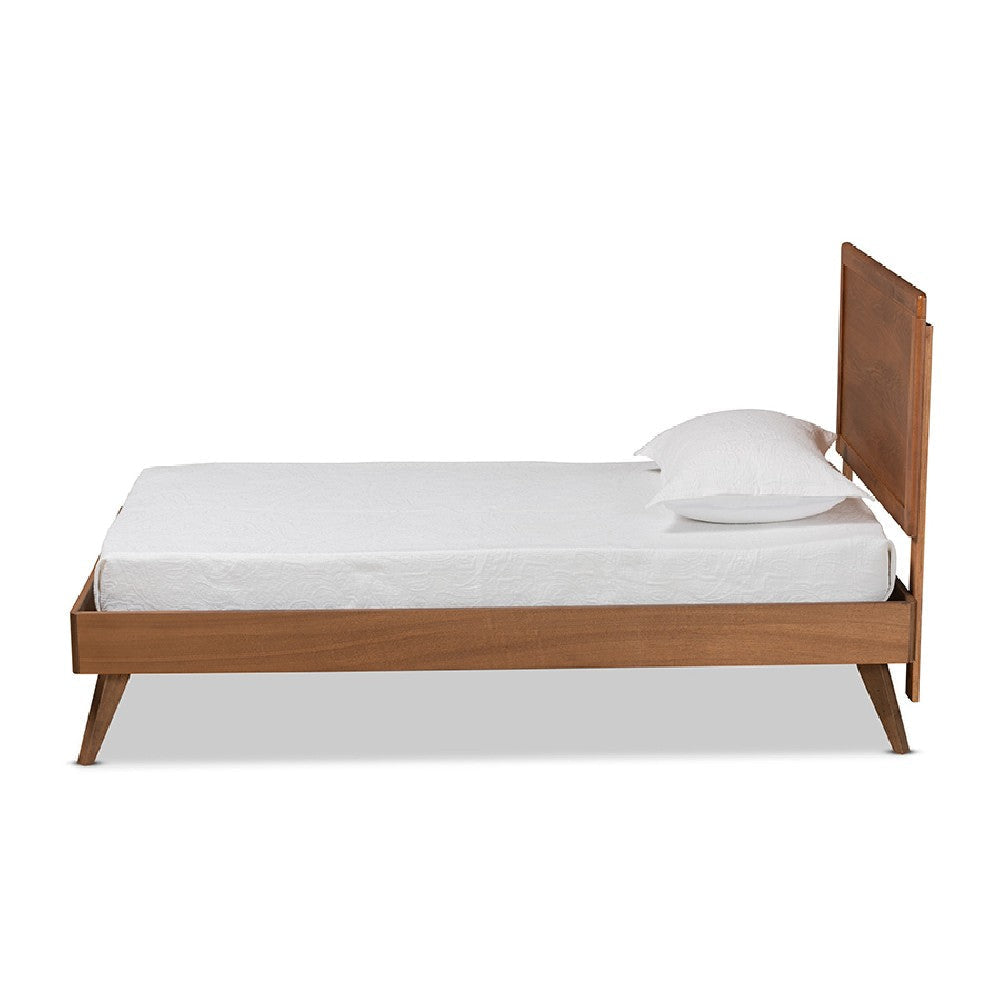 Baxton Studio Jiro Mid-Century Modern Walnut Brown Finished Wood Twin Size Platform Bed WHI-Jiro-Ash-Walnut-Twin