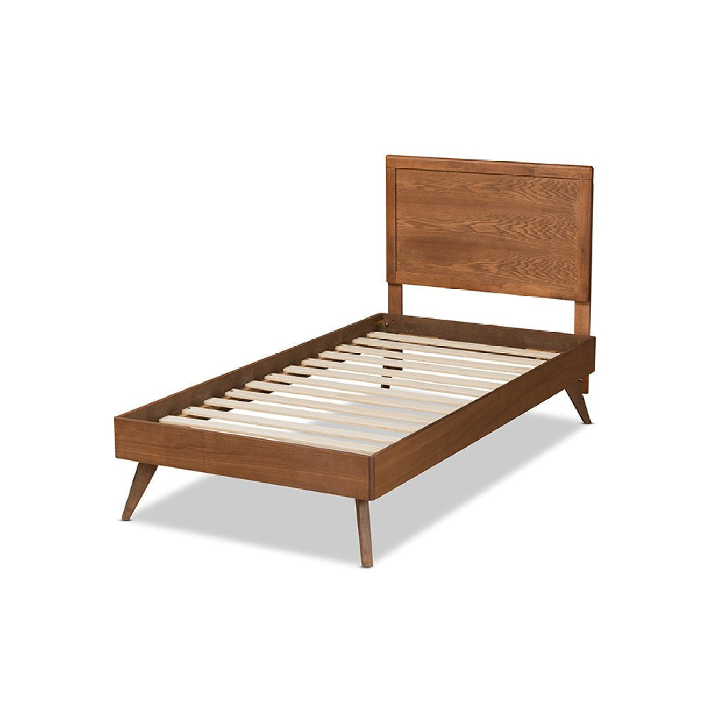 Baxton Studio Jiro Mid-Century Modern Walnut Brown Finished Wood Twin Size Platform Bed WHI-Jiro-Ash-Walnut-Twin