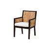 bali & pari Joana Modern Bohemian Dark Brown Mahogany Wood and Natural Seagrass Dining Arm Chair WHI-Joana-Mahogany-AC