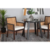 bali & pari Joana Modern Bohemian Dark Brown Mahogany Wood and Natural Seagrass Dining Arm Chair WHI-Joana-Mahogany-AC
