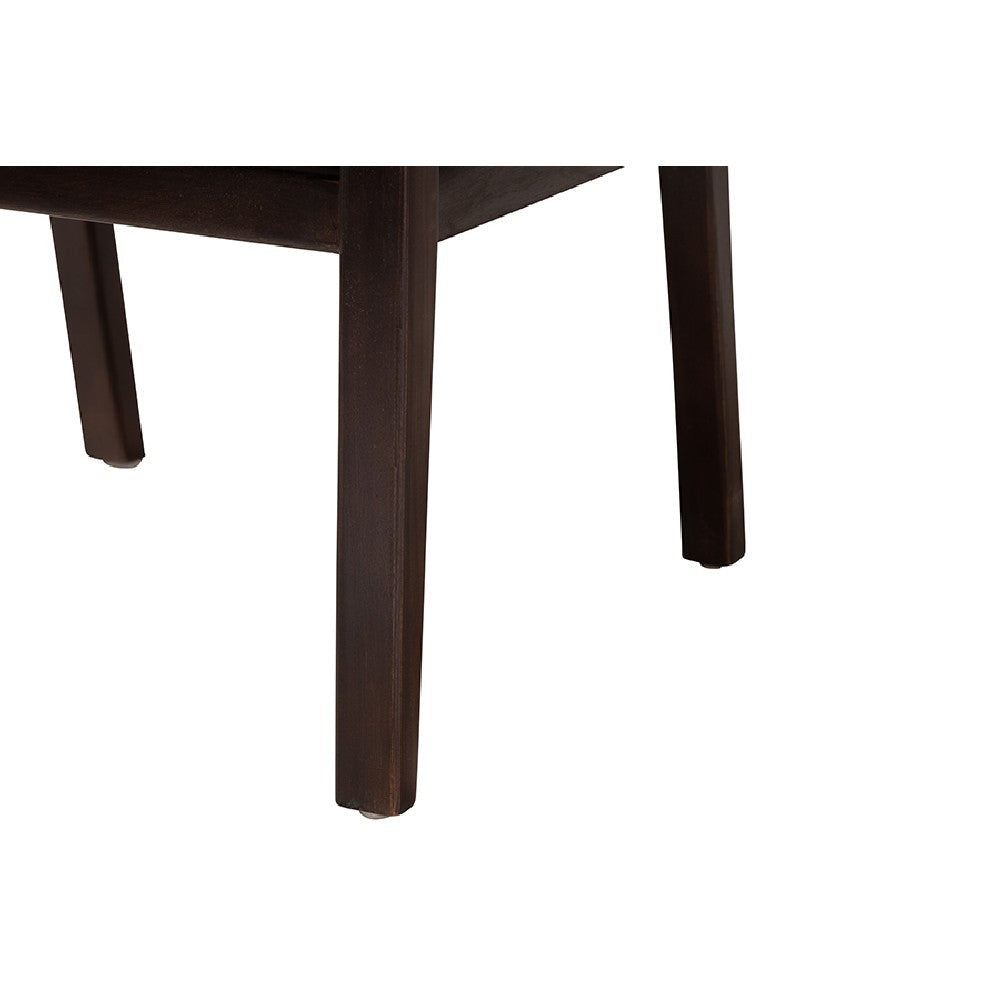 bali & pari Joana Modern Bohemian Dark Brown Mahogany Wood and Natural Seagrass Dining Arm Chair WHI-Joana-Mahogany-AC