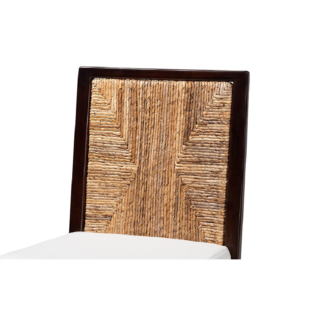 bali & pari Joana Modern Bohemian Dark Brown Mahogany Wood and Natural Seagrass Dining Side Chair WHI-Joana-Mahogany-DC