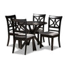 Baxton Studio Julia Modern and Contemporary Grey Fabric Upholstered and Dark Brown Finished Wood 5-Piece Dining Set