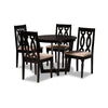Baxton Studio Julie Modern and Contemporary Sand Fabric Upholstered and Dark Brown Finished Wood 5-Piece Dining Set