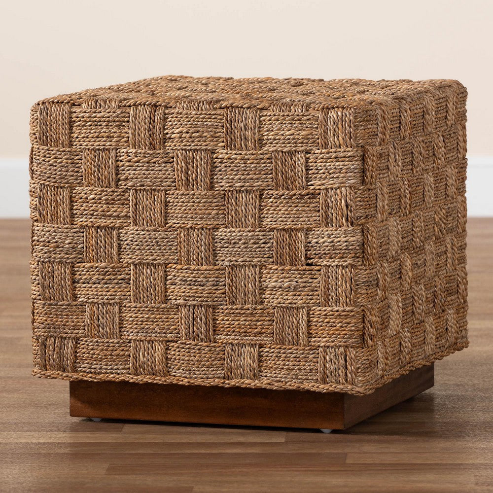 bali & pari Karina Bohemian Natural Seagrass End Table WHI-KARINA-Wooden-ET
