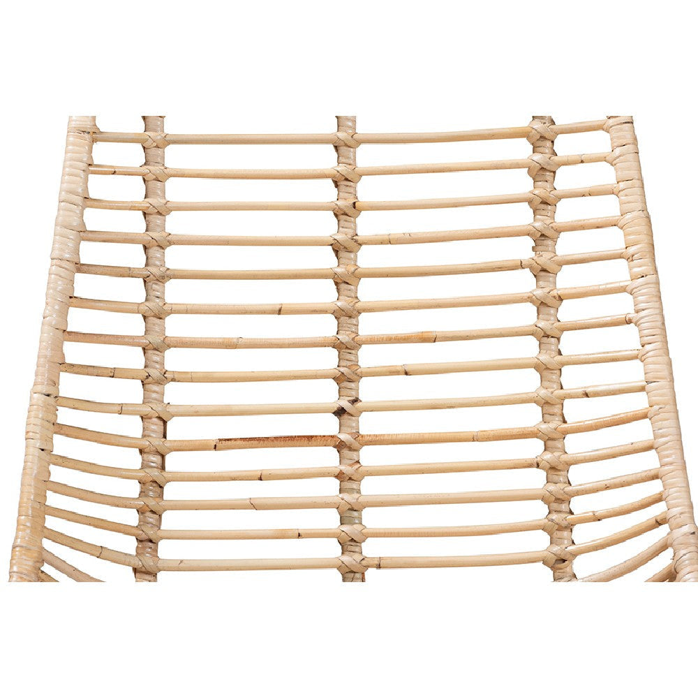 Baxton Studio Manhattan Modern Bohemian Rattan and Natural Oak Finished Wood 5-Piece Dining Set WHI-KYG001C-Natural-5PC-Dining-Set