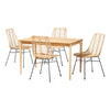 Baxton Studio Manhattan Modern Bohemian Rattan and Natural Oak Finished Wood 5-Piece Dining Set WHI-KYG001C-Natural-5PC-Dining-Set