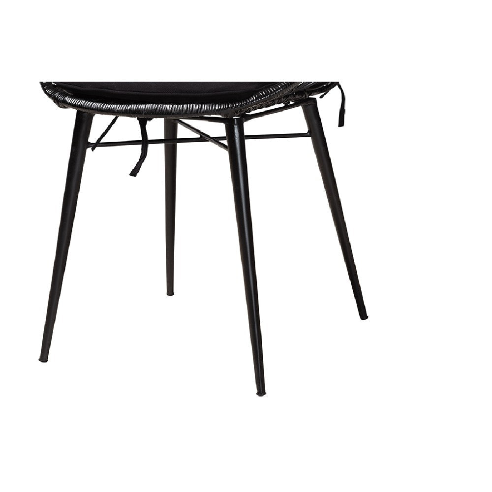 Baxton Studio Sabelle Modern Bohemian Black Finished Wood and Rattan 5-Piece Dining Set WHI-KYG002C-Black-5PC-Dining-Set