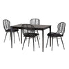 Baxton Studio Brenna Modern Bohemian Black Finished Wood and Rattan 5-Piece Dining Set WHI-KYG005C-Black-5PC-Dining-Set