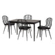 Baxton Studio Brenna Modern Bohemian Black Finished Wood and Rattan 5-Piece Dining Set WHI-KYG005C-Black-5PC-Dining-Set