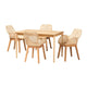 Baxton Studio Ballerina Japandi Natural Brown Mahogany Wood and Rattan 5-Piece Dining Set WHI-KYG006C-Natural-5PC-Dining-Set
