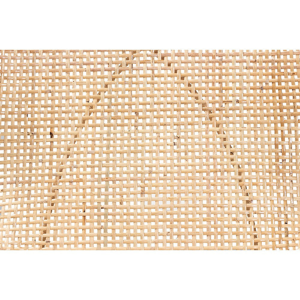 Baxton Studio Sabelle Japandi Natural Brown Mahogany Wood and Rattan 5-Piece Dining Set WHI-KYG007C-Natural-5PC-Dining-Set