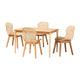 Baxton Studio Sabelle Japandi Natural Brown Mahogany Wood and Rattan 5-Piece Dining Set WHI-KYG007C-Natural-5PC-Dining-Set