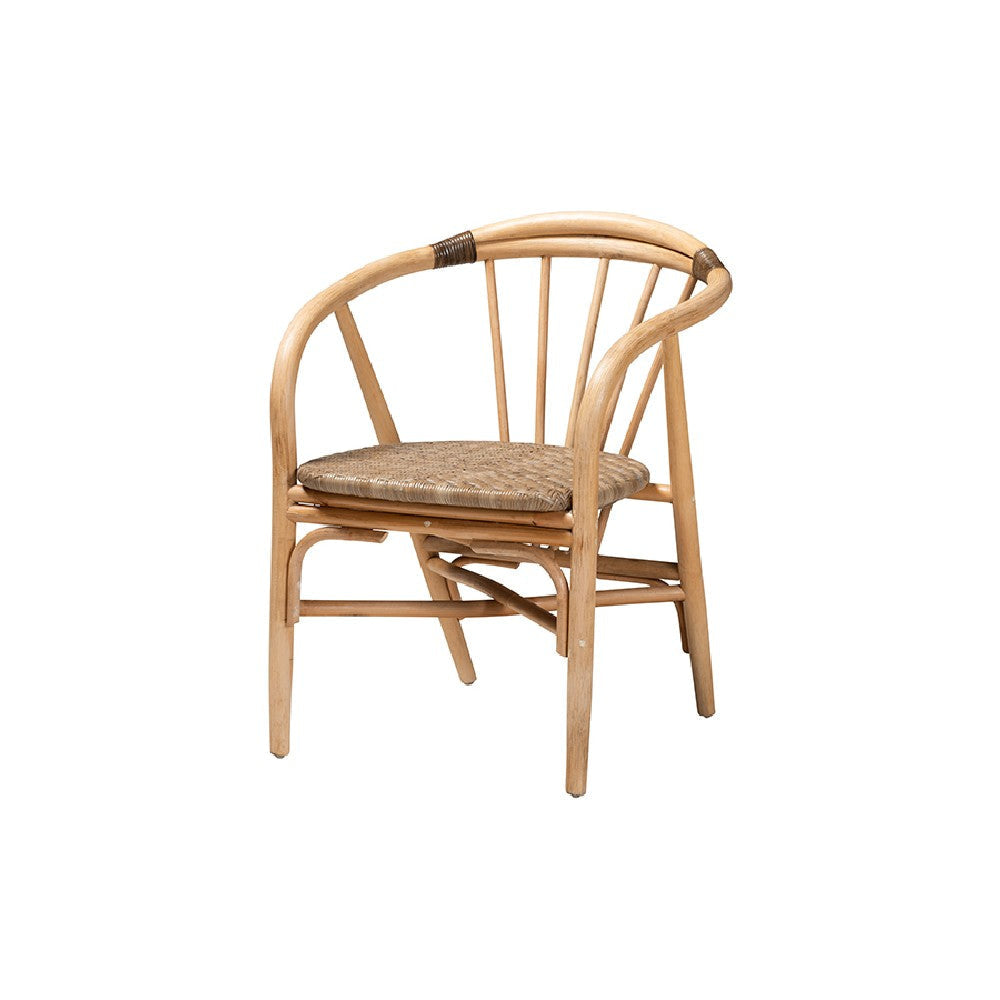 Baxton Studio Kyoto Modern Bohemian Natural Brown Finished Wood and Rattan 5-Piece Dining Set WHI-KYG008C-Natural-5PC-Dining-Set
