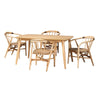 Baxton Studio Kyoto Modern Bohemian Natural Brown Finished Wood and Rattan 5-Piece Dining Set WHI-KYG008C-Natural-5PC-Dining-Set