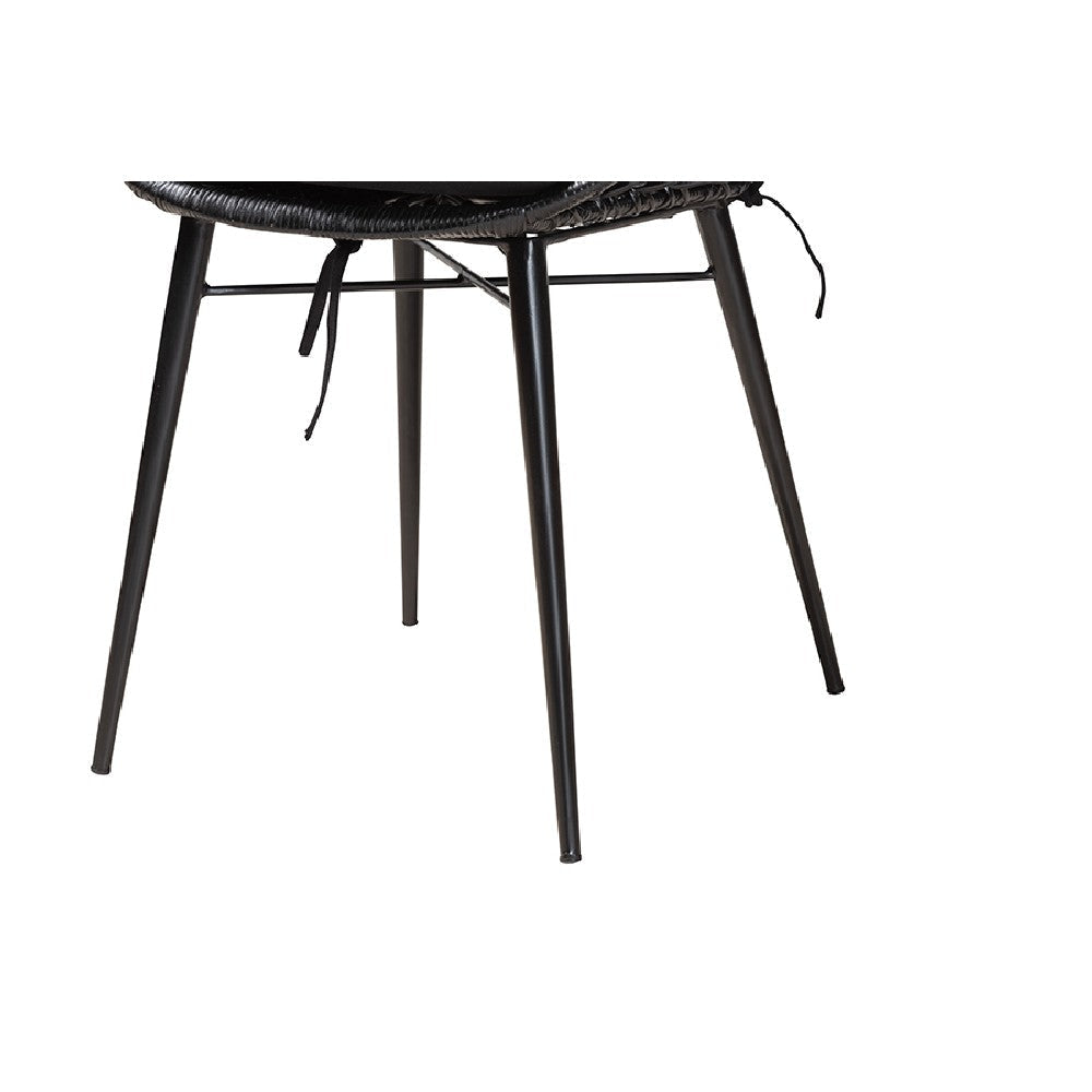 Baxton Studio Aniceta Modern Bohemian Black Finished Wood and Rattan 7-Piece Dining Set