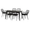 Baxton Studio Aniceta Modern Bohemian Black Finished Wood and Rattan 7-Piece Dining Set WHI-KYG013C-Black-7PC-Dining-Set