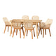Baxton Studio Emmali Modern Bohemian Natural Brown Finished Wood and Rattan 7-Piece Dining Set WHI-KYG015C-Natural-7PC-Dining-Set