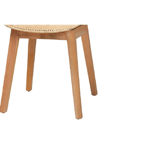 Baxton Studio Emmali Modern Bohemian Natural Brown Finished Wood and Rattan 7-Piece Dining Set