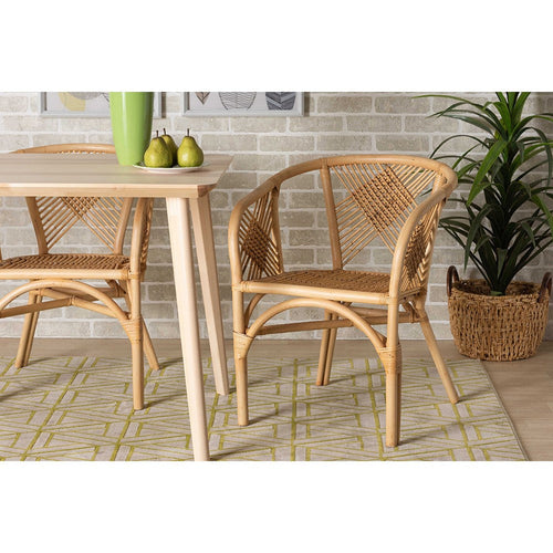 bali & pari Kagama Modern Bohemian Natural Brown Rattan Dining Chair
