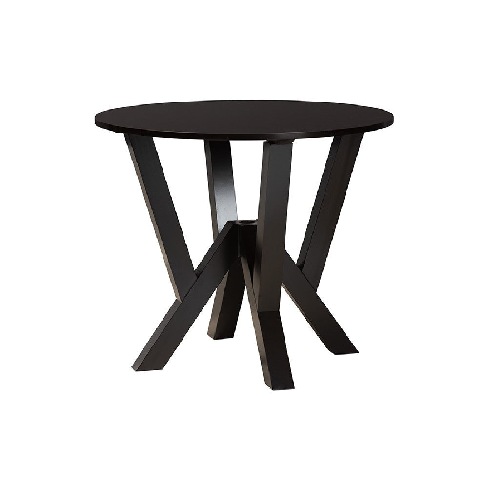 Baxton Studio Kai Modern Sand Fabric and Dark Brown Finished Wood 5-Piece Dining Set WHI-Kai-Sand-Dark-Brown-5PC-Dining-Set