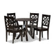 Baxton Studio Kaila Modern and Contemporary Dark Brown Finished Wood 5-Piece Dining Set