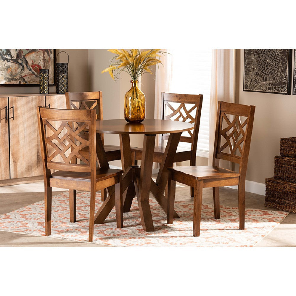 Baxton Studio Kaila Modern and Contemporary Walnut Brown Finished Wood 5-Piece Dining Set