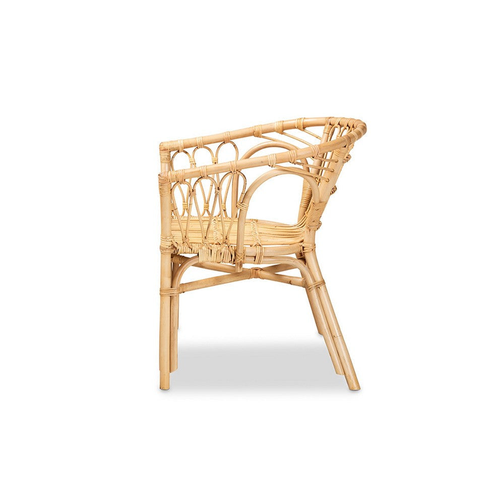 bali & pari Kaka Modern Bohemian Natural Brown Rattan Dining Chair WHI-Kaka-Rattan-DC