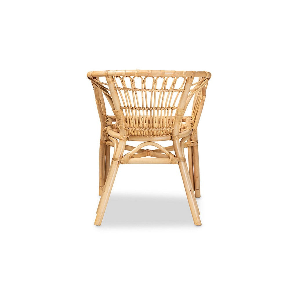 bali & pari Kaka Modern Bohemian Natural Brown Rattan Dining Chair WHI-Kaka-Rattan-DC