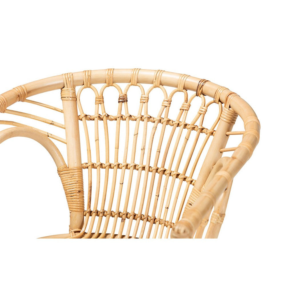 bali & pari Kaka Modern Bohemian Natural Brown Rattan Dining Chair WHI-Kaka-Rattan-DC