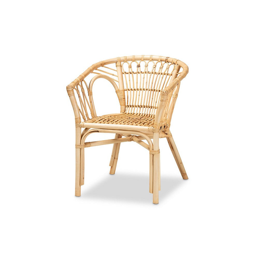 bali & pari Kaka Modern Bohemian Natural Brown Rattan Dining Chair WHI-Kaka-Rattan-DC
