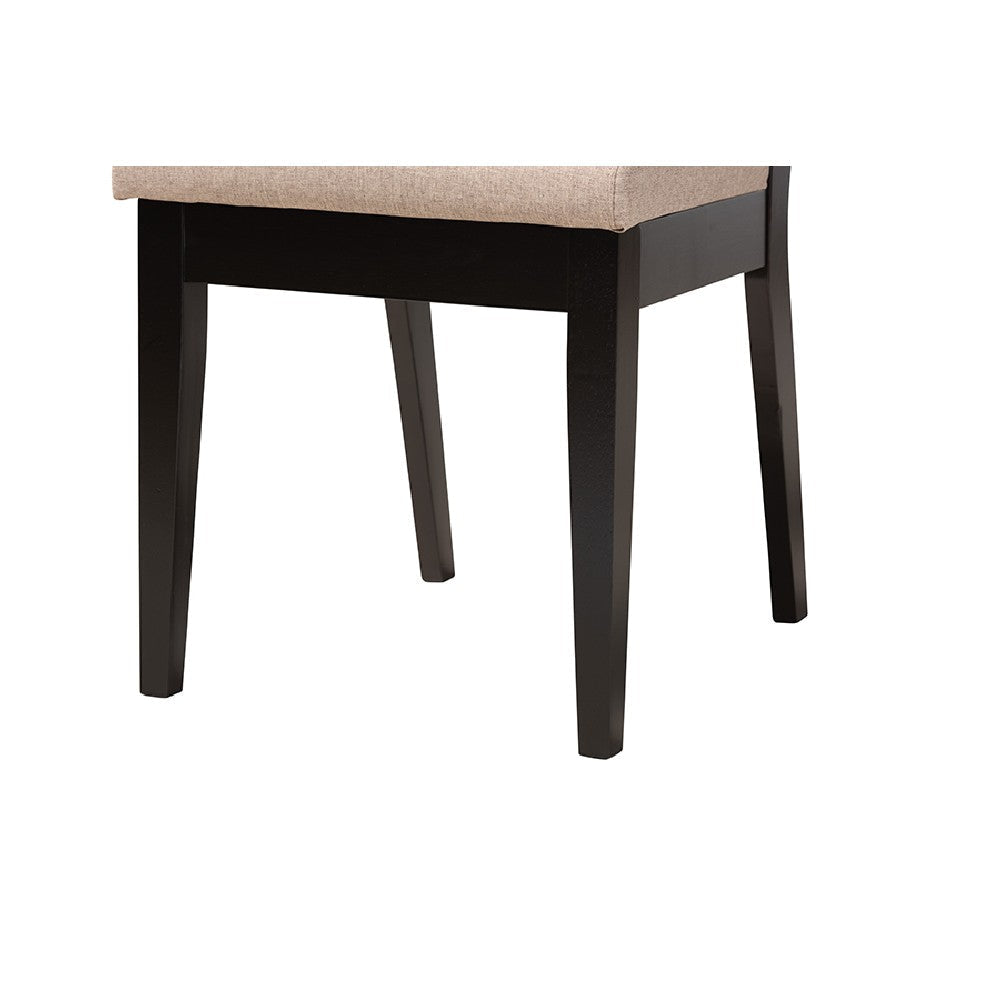 Baxton Studio Kala Modern Beige Fabric and Dark Brown Finished Wood 5-Piece Dining Set WHI-Kala-Sand-Dark-Brown-5PC-Dining-Set