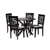 Baxton Studio Karel Modern Grey Fabric and Espresso Brown Finished Wood 5-Piece Dining Set WHI-Karel-Grey-Dark-Brown-5PC-Dining-Set