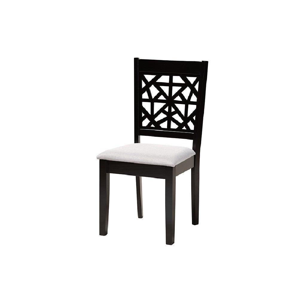 Baxton Studio Karel Modern Grey Fabric and Espresso Brown Finished Wood 5-Piece Dining Set WHI-Karel-Grey-Dark-Brown-5PC-Dining-Set