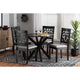 Baxton Studio Karel Modern Grey Fabric and Espresso Brown Finished Wood 5-Piece Dining Set WHI-Karel-Grey-Dark-Brown-5PC-Dining-Set