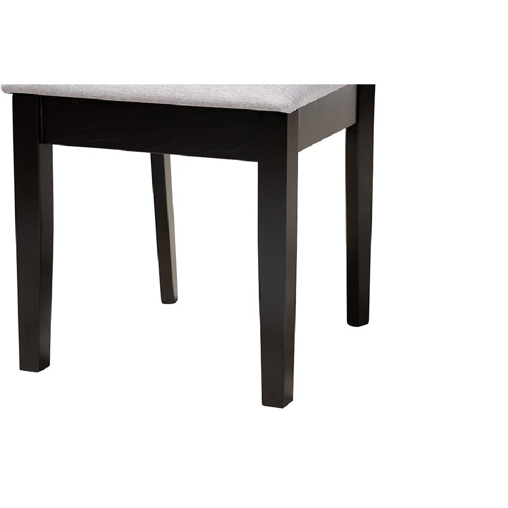 Baxton Studio Karel Modern Grey Fabric and Espresso Brown Finished Wood 5-Piece Dining Set WHI-Karel-Grey-Dark-Brown-5PC-Dining-Set