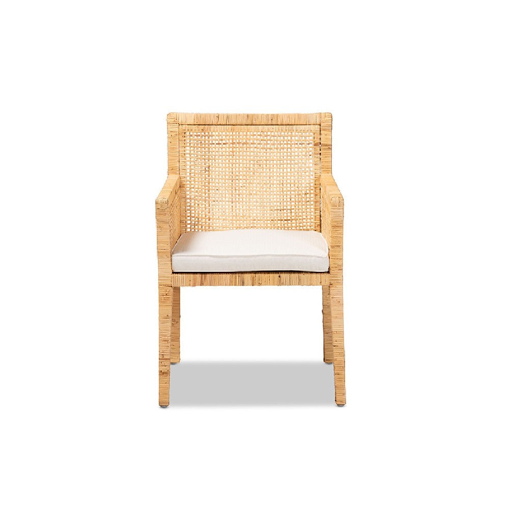 bali & pari Karis Modern and Contemporary Natural Finished Wood and Rattan Dining Chair WHI-Karis-Natural-DC