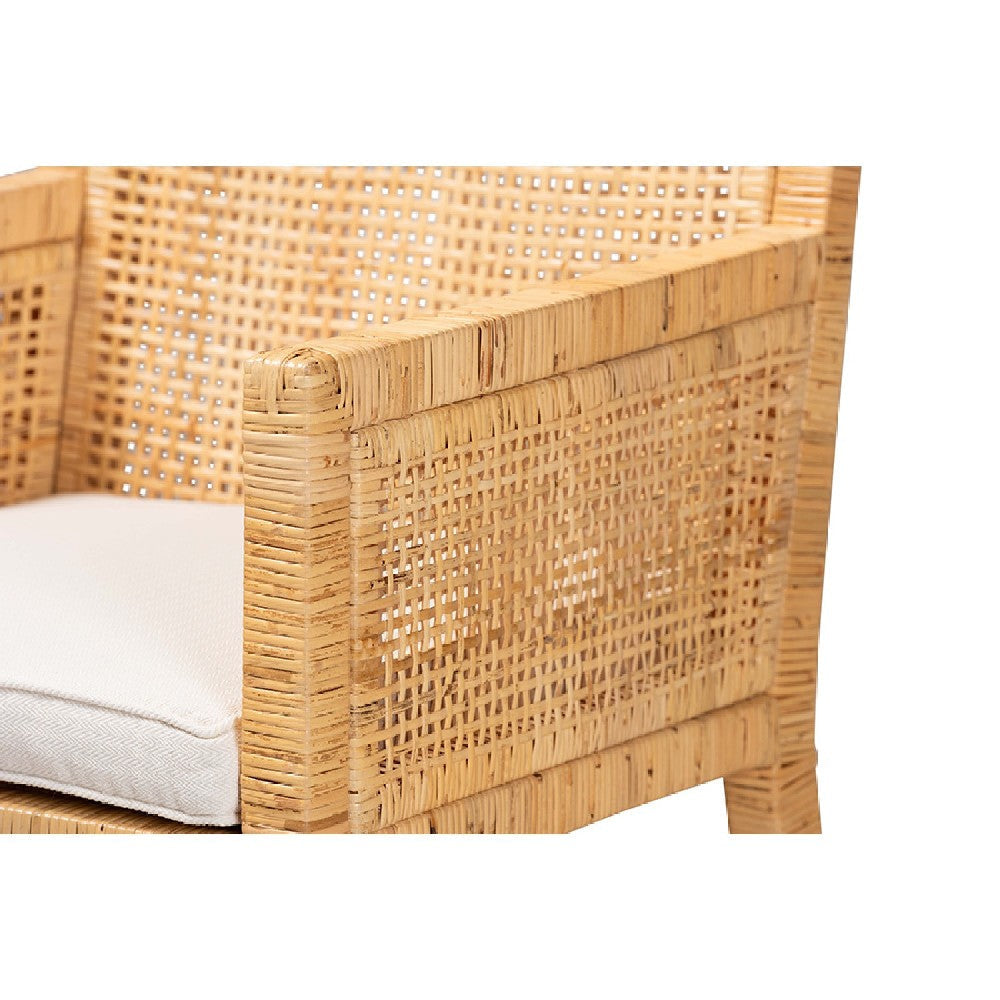 bali & pari Karis Modern and Contemporary Natural Finished Wood and Rattan Dining Chair WHI-Karis-Natural-DC